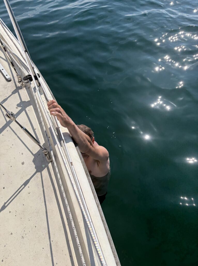 Holding on to the boat