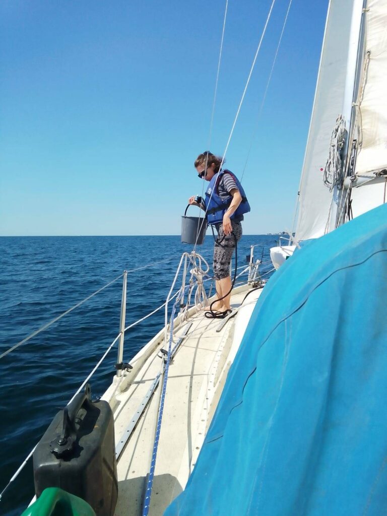 Cleaning the deck